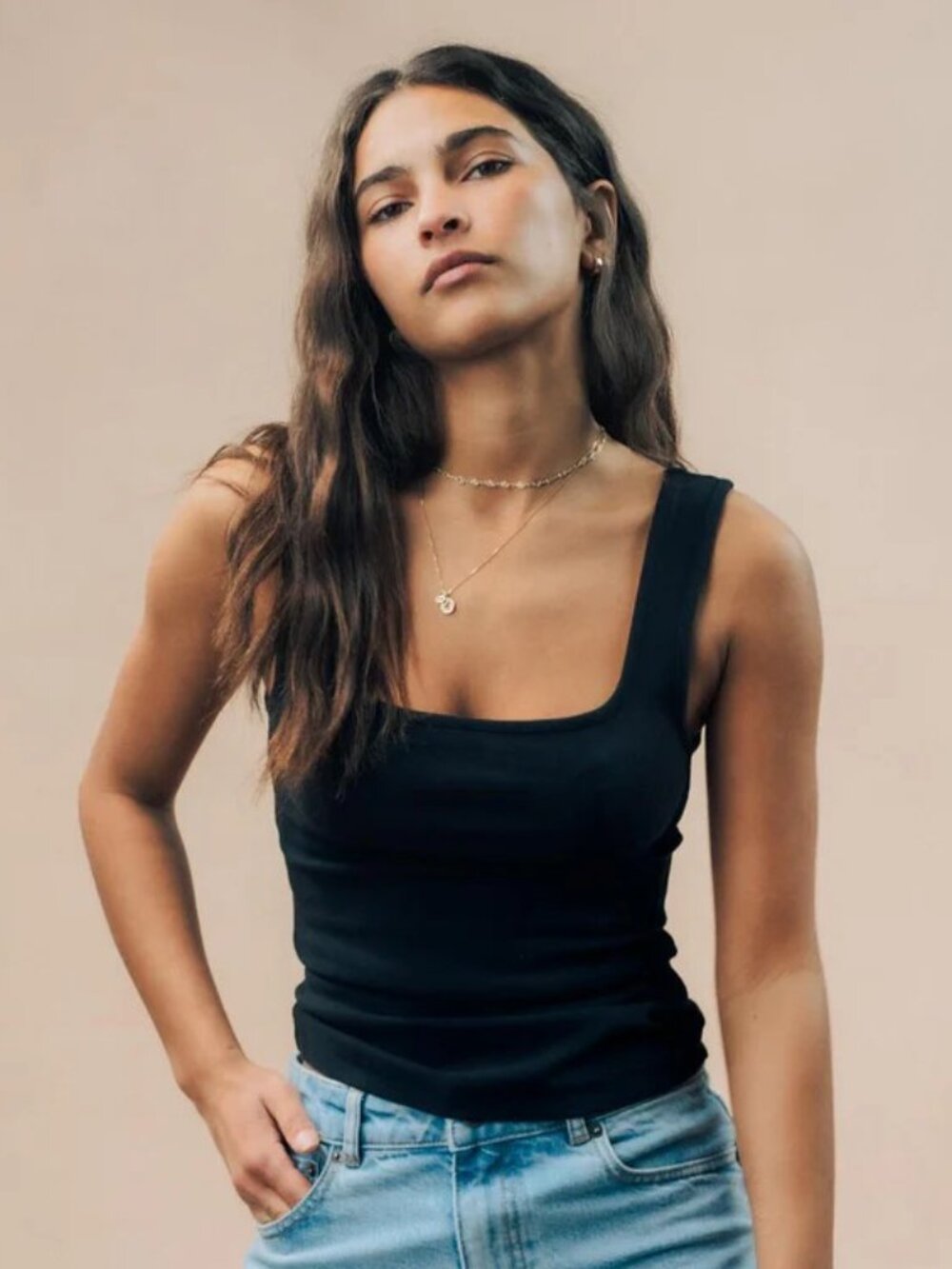 Yes Friends Black Square Neck Tank